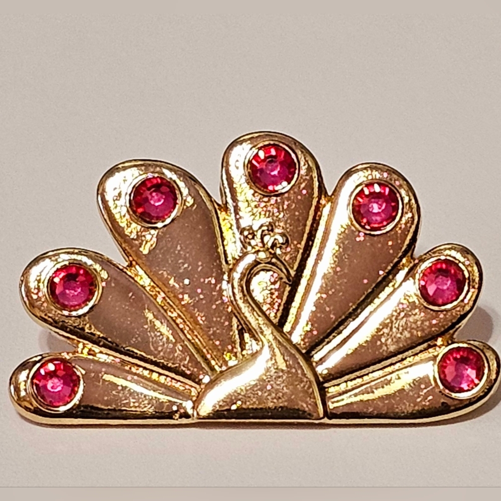 Gold Peacock Brooch